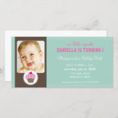 PHOTO BIRTHDAY PARTY招待状:：カップケーキ1L (正面/裏面)