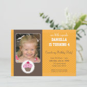 PHOTO BIRTHDAY PARTY招待状:：カップケーキ4L 招待状 (スタンド正面)