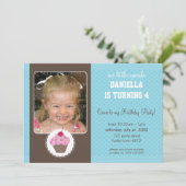 PHOTO BIRTHDAY PARTY招待状:：カップケーキ6L 招待状 (スタンド正面)