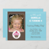 PHOTO BIRTHDAY PARTY招待状:：カップケーキ6L 招待状 (正面/裏面)