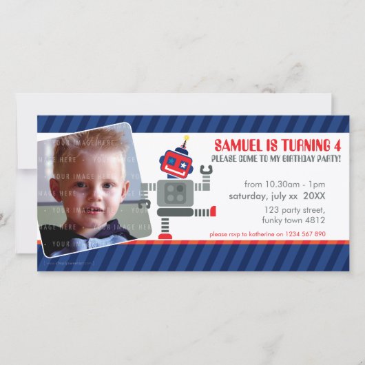 PHOTO BIRTHDAY PARTY招待状:：ロボット踊り3L (正面)