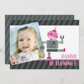 PHOTO BIRTHDAY PARTY招待状:：ロボット踊り5L 招待状 (正面/裏面)