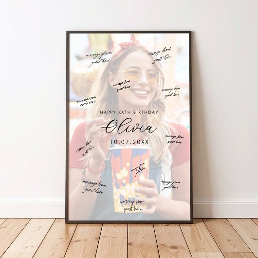 Photo Birthday Signature Guest Book Poster ポスター