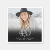 Photo Black 40th Birthday Party スタンダードカクテルナプキン (正面)