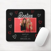 Photo Black and Red Hearts Besties マウスパッド (マウス)