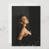 Photo Black Gold Glitter Masquerade Quinceañera 招待状 (裏面)