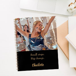 Photo black gold motivational quote ノートブック