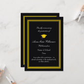 Photo - Black Proudly Announcing Graduation カード (正面/裏面インサイチュ)