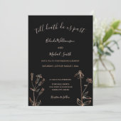 PHOTO | Black Rose Gold Wildflower | Goth Wedding  招待状 (スタンド正面)