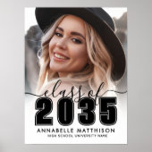 Photo Black White Graduation Party Sign ポスター (正面)