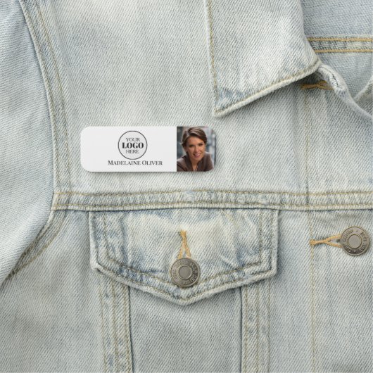 Photo Black White Logo Simple 名札 (インサイチュ)