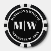 Photo Black White Wedding Favor ポーカーチップ (正面)