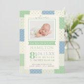 Photo Blue and Green Birth Announcement  招待状 (スタンド正面)