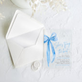 Photo Blue Bow結び目ブライダルシャワー アクリル招待状