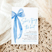 Photo Blue Bow結び目ブライダルシャワー 招待状