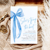 Photo Blue Bow結び目ブライダルシャワー 招待状