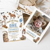 Photo Blue Brown How The West Was One 1 Birthday 招待状