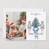 Photo Blue Chinoiserie Nutcracker Christmas シーズンカード (正面)