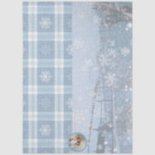 Photo Blue Cozy Plaid Winter Christmas  薄葉紙 (正面)