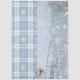 Photo Blue Cozy Plaid Winter Christmas  薄葉紙