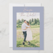 Photo Blue Cream Drawn Floral Garden Save The Date セーブザデート (正面)