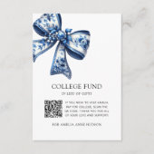 Photo Blue Floral Bow QR Code College Fund  エンクロージャーカード (正面)