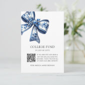 Photo Blue Floral Bow QR Code College Fund  エンクロージャーカード (スタンド正面)