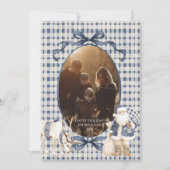 Photo Blue Gingham Santa Family Christmas シーズンカード (正面)