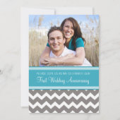 Photo Blue Grey 1st Anniversary Invitation 招待状 (正面)