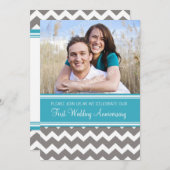 Photo Blue Grey 1st Anniversary Invitation 招待状 (正面/裏面)