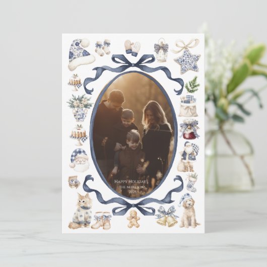 Photo Blue Nutcracker Christmas シーズンカード (スタンド正面)