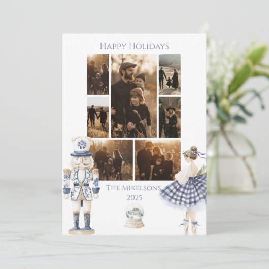 Photo Blue Nutcracker Christmas シーズンカード (スタンド正面)