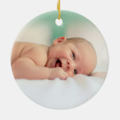 Photo Blue Snowflakes Bear Baby's 1st Christmas セラミックオーナメント (裏面)