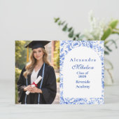 Photo Blue Toile Floral Graduation Party 案内状 (スタンド正面)