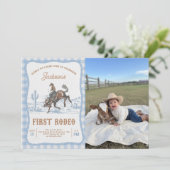 Photo Blue Western Cowboy First Rodeo Invitation  招待状 (スタンド正面)