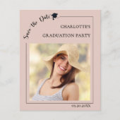 Photo Blush Pink Graduation Party Save the Date チラシ (正面)