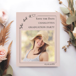 Photo Blush Pink Graduation Party Save the Date チラシ