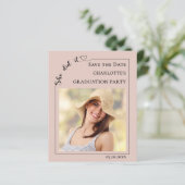 Photo Blush Pink Graduation Save the Date Card (スタンド正面)