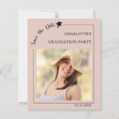 Photo Blush Pink Graduation Save the Date card (正面)