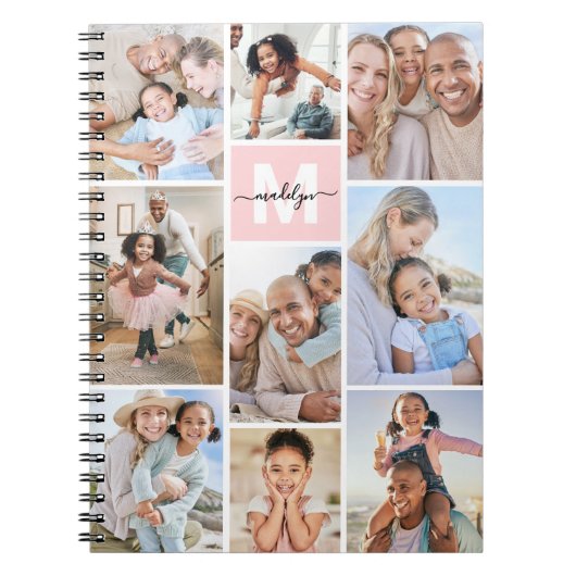 Photo Blush Pink Monogram ノートブック (正面)