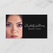 Photo Blush Pink Script Black QR Code Makeup Chic 名刺 (正面)