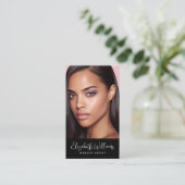 Photo Blush Pink Script Black Social Icon QR Code 名刺 (スタンド正面)