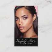 Photo Blush Pink Script Black Social Icon QR Code 名刺 (正面)