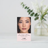 Photo Blush Pink Script Social Icon QR Code Makeup 名刺 (スタンド正面)