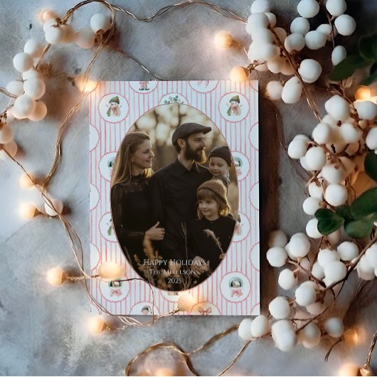 Photo Blush Snowman Christmas シーズンカード