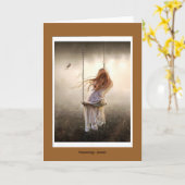 photo bohême romantique balançoire jeune fille カード (黄色い花)