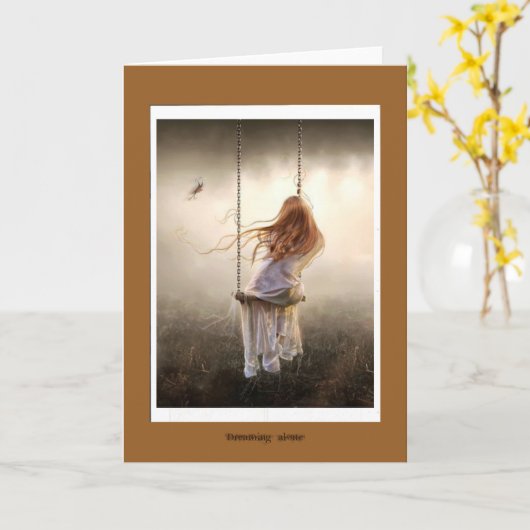 photo bohême romantique balançoire jeune fille カード (黄色い花)