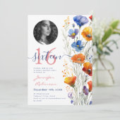 PHOTO Boho水彩ワイルドフラワースウィート16パーティー 招待状 (スタンド正面)