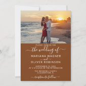 Photo Boho Brownスクリプエレガントト結婚ズ 招待状 (正面)