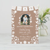 Photo Boho Brown Cielito Lindo Baptism 招待状 (スタンド正面)